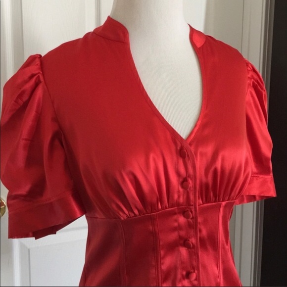 Arden B Red Silk Blouse - Picture 3 of 3